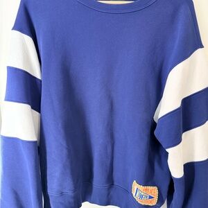 MOTHER Blue and White Crew Neck Sweater